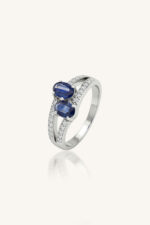 Blue Sapphire and Diamond Ring in 92.5 Sterling Silver KLSR-11712
