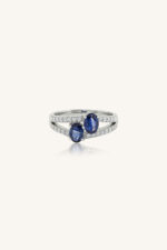 Blue Sapphire and Diamond Ring in 92.5 Sterling Silver KLSR-11712 - Image 2