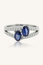 Blue Sapphire and Diamond Ring in 92.5 Sterling Silver KLSR-11712 - Image 4
