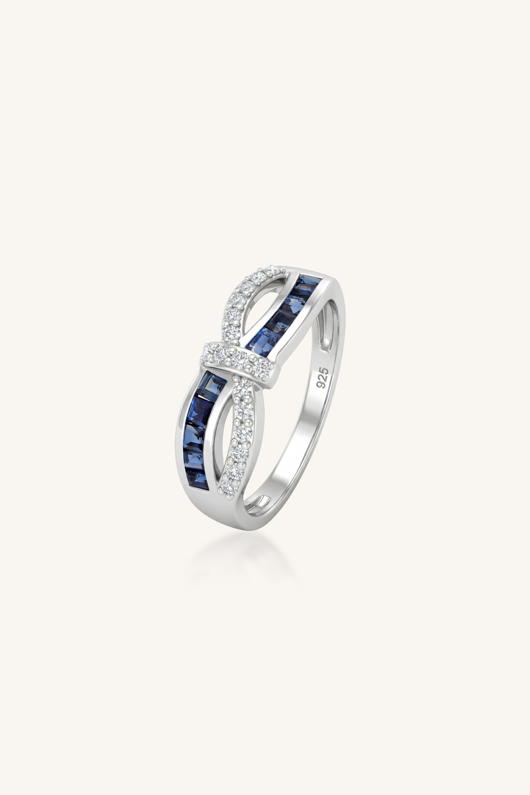 KLSR-11714 Blue Sapphire and Diamond Ring in 92.5 Sterling Silver KLSR-11714 - Image 1