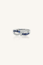 Blue Sapphire and Diamond Ring in 92.5 Sterling Silver KLSR-11714 - Image 2