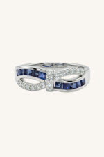 Blue Sapphire and Diamond Ring in 92.5 Sterling Silver KLSR-11714 - Image 4