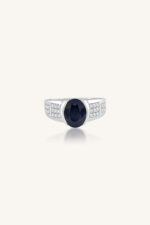 Blue Sapphire and Diamond  Ring in 92.5 Sterling Silver KLSR-11715 - Image 2
