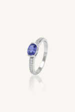Tanzanite and Diamond Ring in 92.5 Sterling Silver KLSR-11717