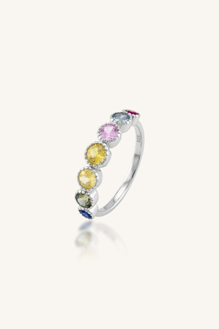Multi Sapphire Ring in 92.5 Sterling Silver KLSR-11737