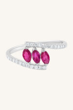 Ruby and Diamond  Ring in 92.5 Sterling Silver KLSR-11743 - Image 4