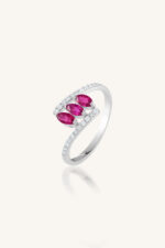 Ruby and Diamond  Ring in 92.5 Sterling Silver KLSR-11743