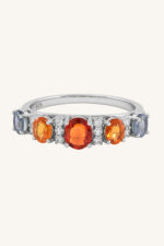 Multi Sapphire and Diamond Ring in 92.5 Sterling Silver KLSR-11744 - Image 4