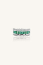 Emerald and Diamond Ring in 92.5 Sterling Silver KLSR-11746 - Image 2