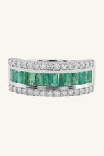 Emerald and Diamond Ring in 92.5 Sterling Silver KLSR-11746 - Image 4