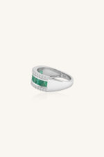Emerald and Diamond Ring in 92.5 Sterling Silver KLSR-11746 - Image 3