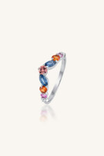 Multi Sapphire and Diamond Ring in 92.5 Sterling Silver KLSR-11754 - Image 2