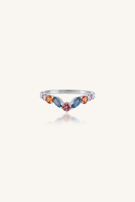 Multi Sapphire and Diamond Ring in 92.5 Sterling Silver KLSR-11754
