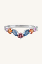 Multi Sapphire and Diamond Ring in 92.5 Sterling Silver KLSR-11754 - Image 4