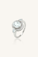 Aquamarine and Diamond Ring in 92.5 Sterling Silver KLSR-11755 - Image 2