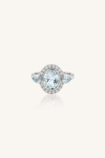 Aquamarine and Diamond Ring in 92.5 Sterling Silver KLSR-11755 - Image 4
