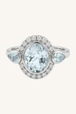 Aquamarine and Diamond Ring in 92.5 Sterling Silver KLSR-11755