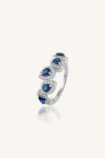 Blue Sapphire and Diamond  Ring in 92.5 Sterling Silver KLSR-11756