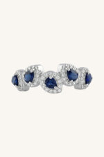 Blue Sapphire and Diamond  Ring in 92.5 Sterling Silver KLSR-11756 - Image 4