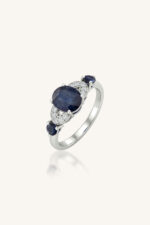 Blue Sapphire and Diamond Ring in 92.5 Sterling Silver KLSR-11758 - Image 2