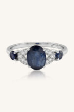 Blue Sapphire and Diamond Ring in 92.5 Sterling Silver KLSR-11758