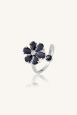 Blue Sapphire and Diamond Ring in 92.5 Sterling Silver KLSR-11759 - Image 2