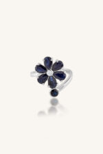 Blue Sapphire and Diamond Ring in 92.5 Sterling Silver KLSR-11759