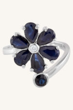 Blue Sapphire and Diamond Ring in 92.5 Sterling Silver KLSR-11759 - Image 4