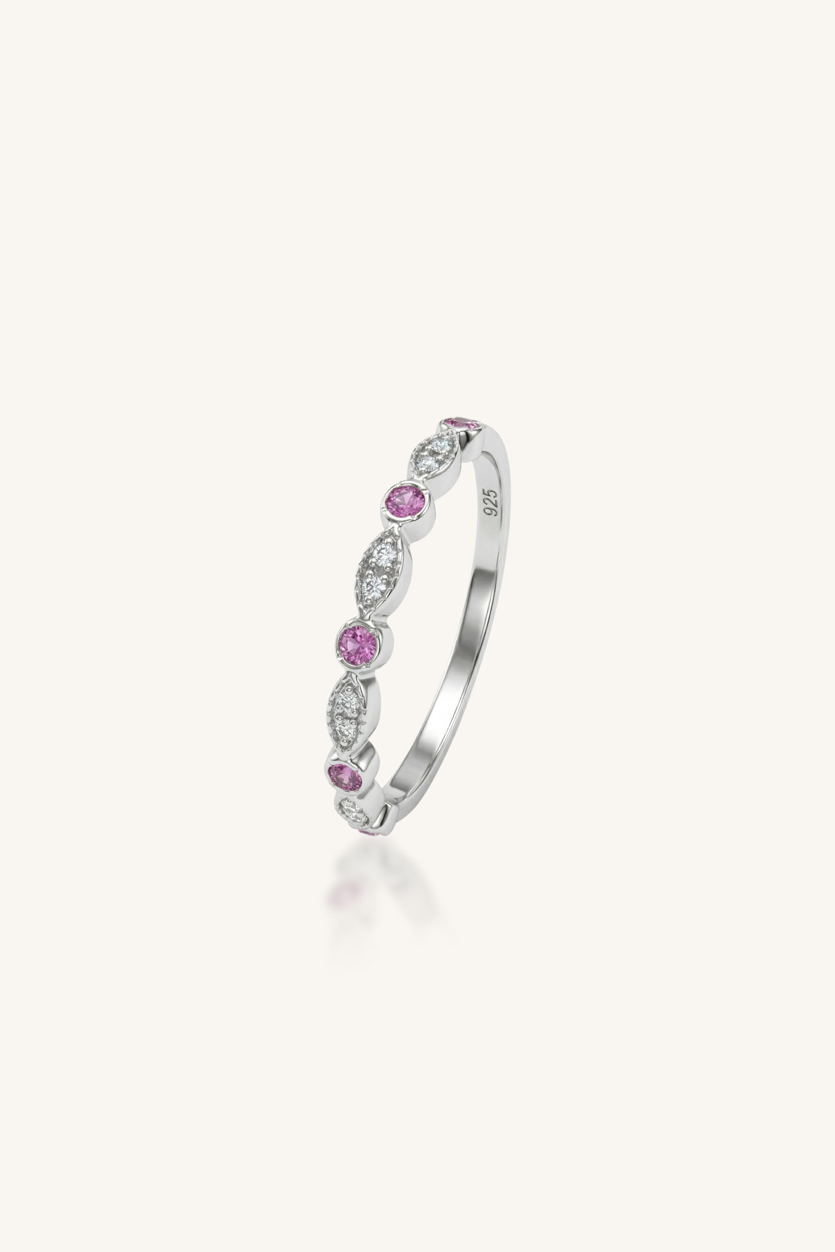 KLSR-11766 Pink Sapphire and Diamond Ring in 92.5 Sterling Silver KLSR-11766 - Image 1