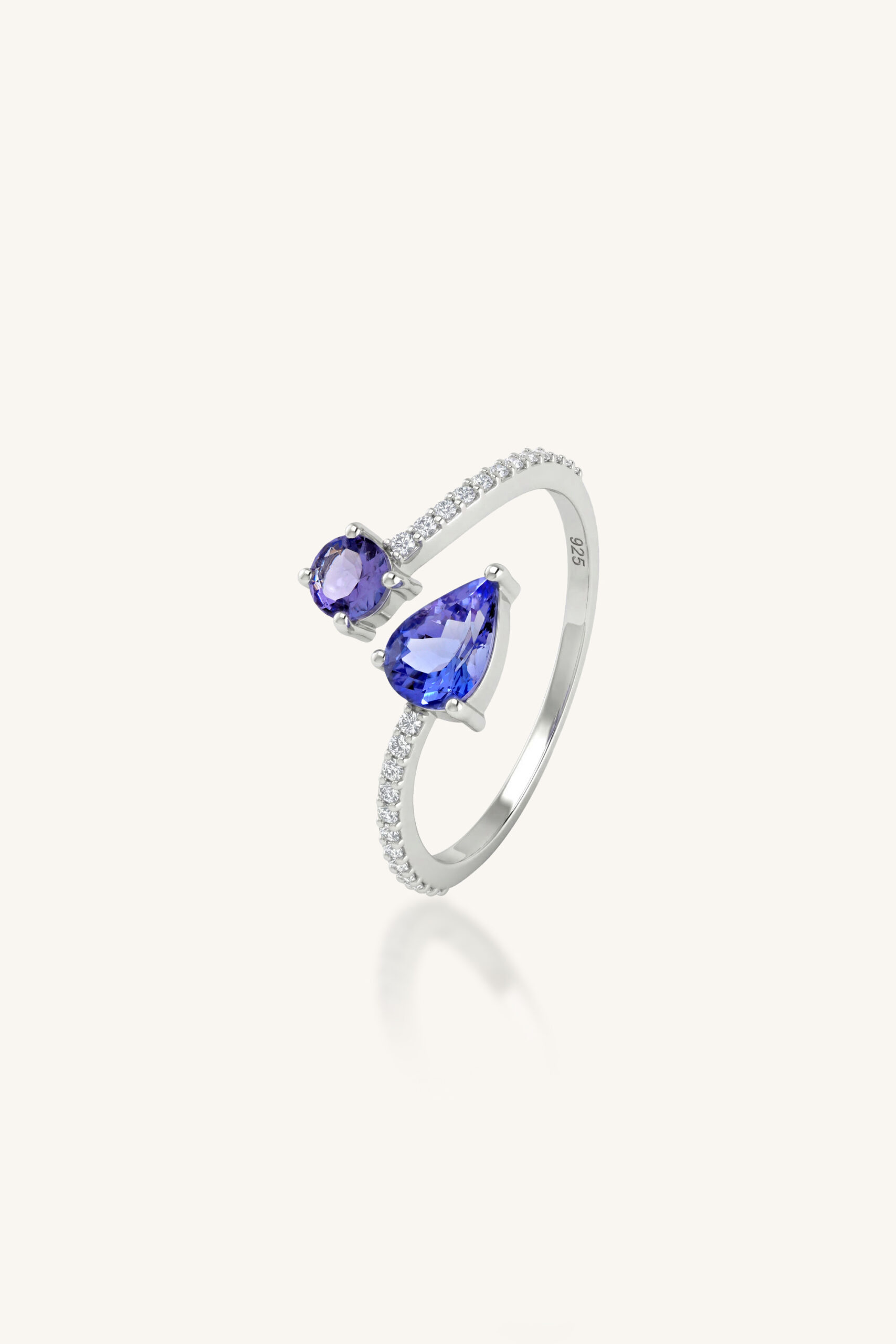 KLSR-11771 Tanzanite and Diamond Ring in 92.5 Sterling Silver KLSR-11771 - Image 1