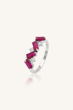 Ruby and Diamond Ring in 92.5 Sterling Silver KLSR-11794