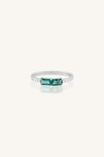 Emerald and Diamond Ring in 92.5 Sterling Silver KLSR-11795 - Image 2