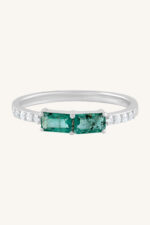 Emerald and Diamond Ring in 92.5 Sterling Silver KLSR-11795 - Image 4