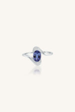 Tanzanite and Diamond Ring in 92.5 Sterling Silver KLSR-11809 - Image 2