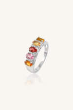 Multi Sapphire and Diamond Ring in 92.5 Sterling Silver KLSR-11817