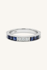Blue Sapphire and Diamond Ring in 92.5 Sterling Silver KLSR-11827 - Image 4