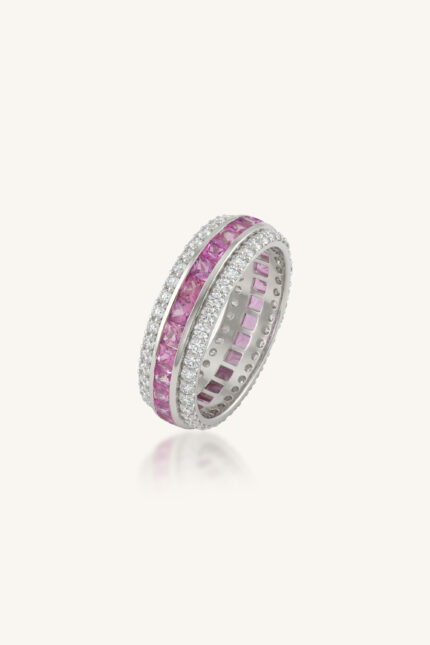 Pink Sapphire and Diamond Ring in 92.5 Sterling Silver KLSR-11829