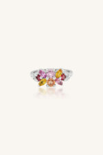 Multi Sapphire and Diamond Ring in 92.5 Sterling Silver KLSR-11830 - Image 2
