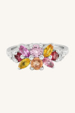 Multi Sapphire and Diamond Ring in 92.5 Sterling Silver KLSR-11830 - Image 4