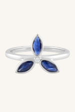 Blue Sapphire and Diamond Ring in 92.5 Sterling Silver KLSR-11873 - Image 4