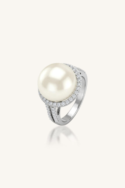 Pearl and Cz Ring in 92.5 Sterling Silver KLSR-11881