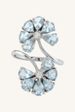 Aquamarine and Diamond Ring in 92.5 Sterling Silver KLSR-11912 - Image 4