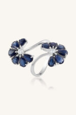 Blue Sapphire and Diamond  Ring in 92.5 Sterling Silver KLSR-11913 - Image 2