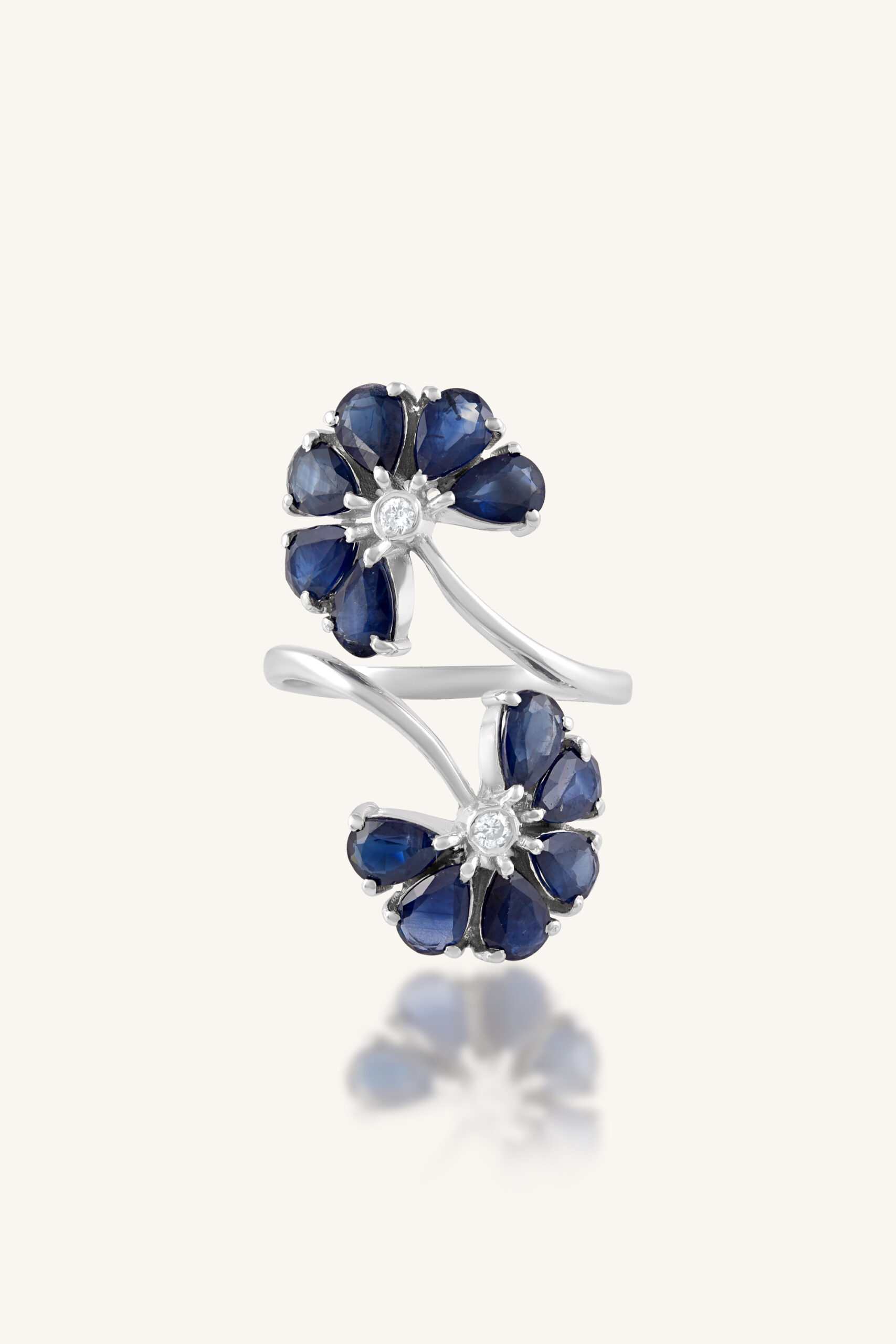 KLSR-11913_1 Blue Sapphire and Diamond Ring in 92.5 Sterling Silver KLSR-11913 - Image 1