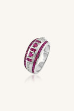 Ruby and Diamond Ring in 92.5 Sterling Silver KLSR-11916 - Image 2