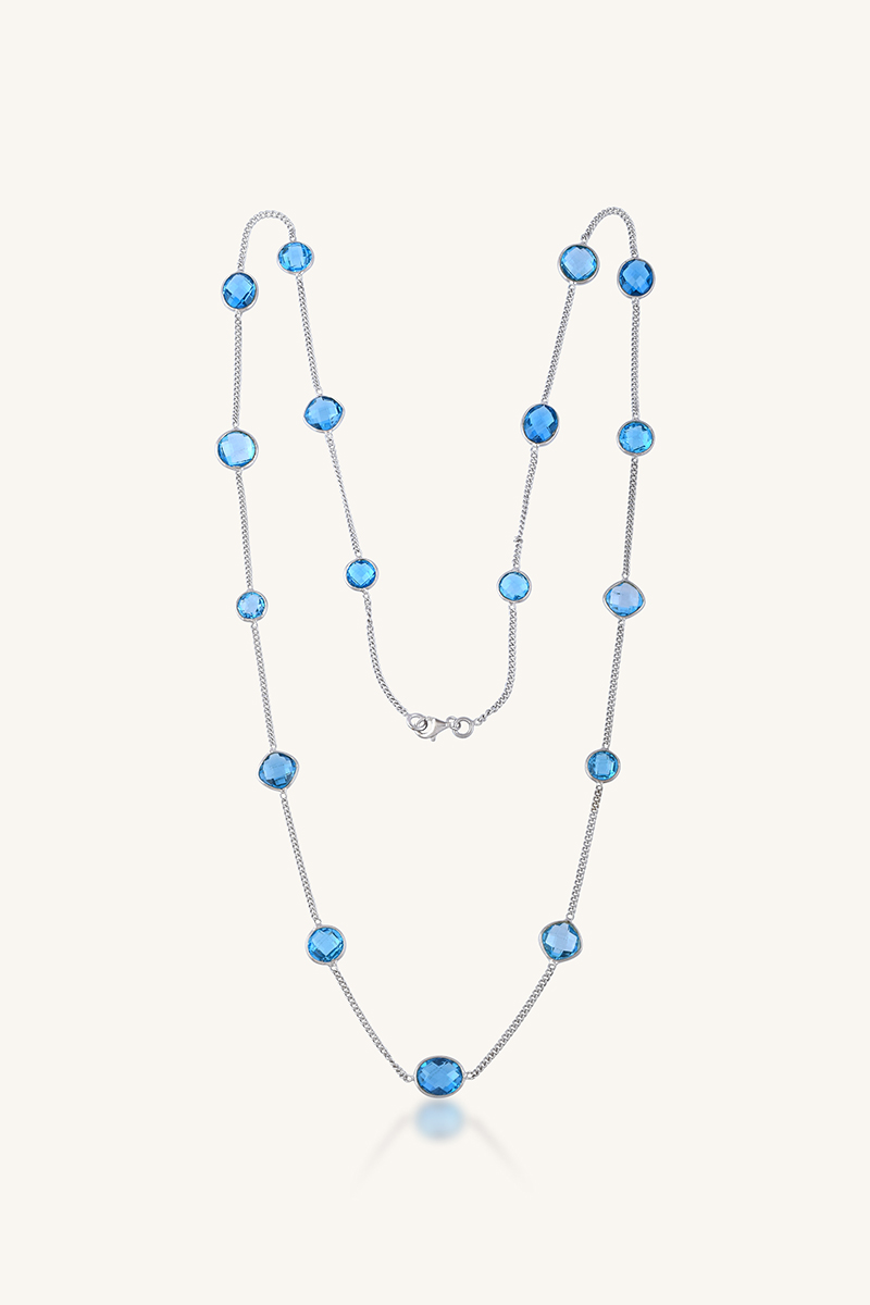 KLSS-40163_1 Blue Topaz Necklace in 92.5 Sterling Silver KLSS-40163 - Image 1