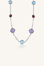 Blue Topaz Amethyst and Garnet Necklace in 92.5 Sterling Silver KLSS-40176 - Image 2