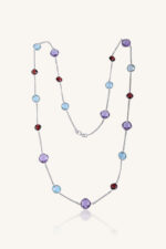 Blue Topaz Amethyst and Garnet Necklace in 92.5 Sterling Silver KLSS-40176