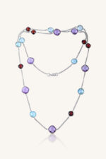 Blue Topaz Amethyst and Garnet Necklace in 92.5 Sterling Silver KLSS-40176 - Image 3