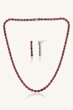 Garnet Necklace Set in  92.5 Sterling Silver KLSS-40219